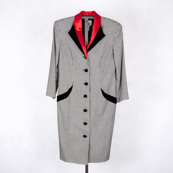 Vintage Women's Geometric Color Block Jacket Blazer SZ 14 Gingham Satin Velvet - Picture 1 of 6
